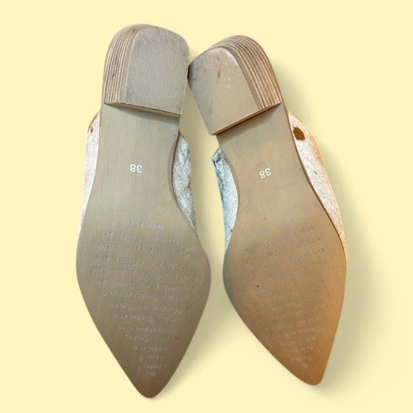 Chocolat Blu Clint Pony Hair Mule Gold & Ivory Size 38/US Size 7.5 Pointy Toe - Picture 2 of 8